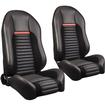 1969-70 Mustang Mach1 Pro-Series Sport R High Back Seats; Premium Vinyl; Charcoal Black w/ Red Stripe & Red Stitching