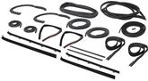1973-1977 Chevy, GMC Pickup Truck; Complete Weatherstrip Set; without Trim Groove; with Solid Black Rear Seal