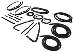 1981-1985 Chevy, GMC Pickup Truck; Complete Weatherstrip Set, without Trim Groove, with Solid Black Rear Seal